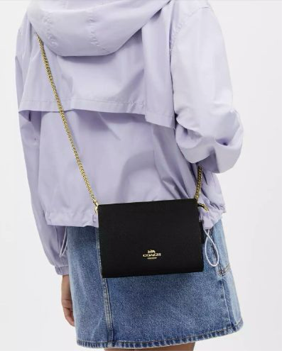 NWT Coach Slim Crossbody Leather Bag In Gold/ Black
