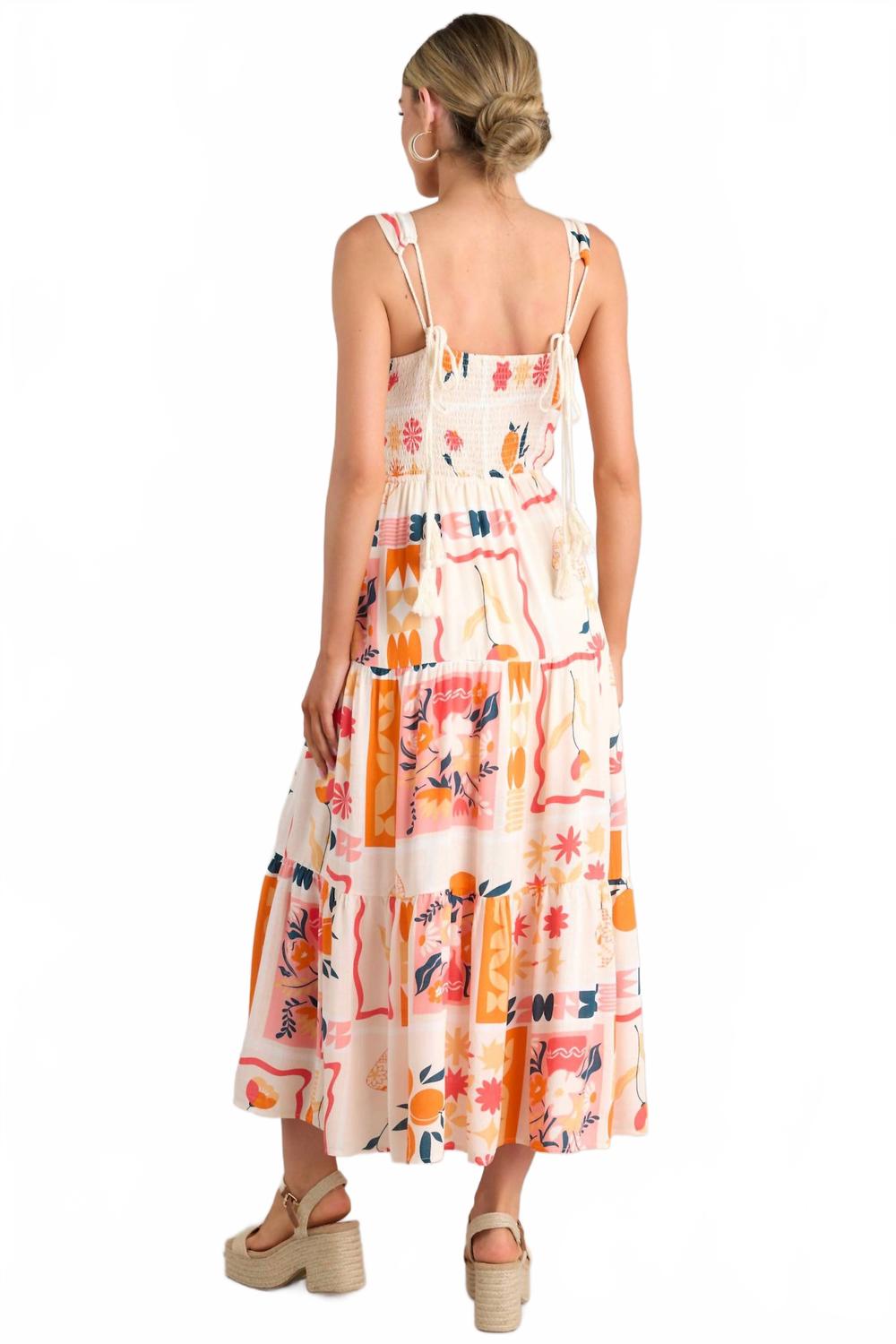 Printed Maxi Dress In Apricot