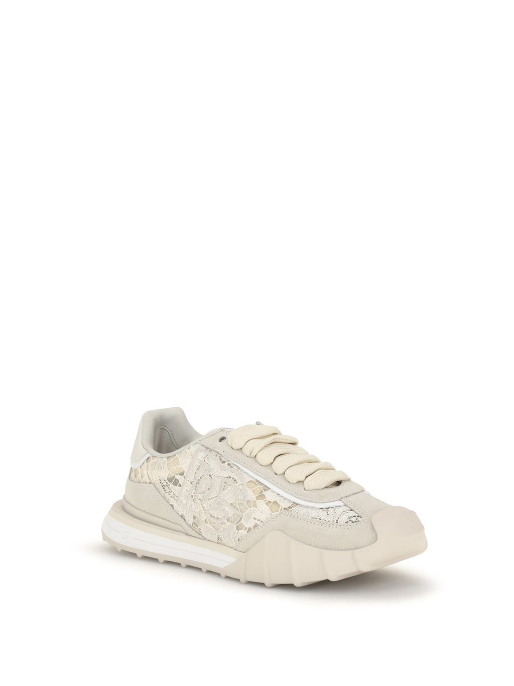 Dolce & Gabbana Women Leather And Lace Sneakers