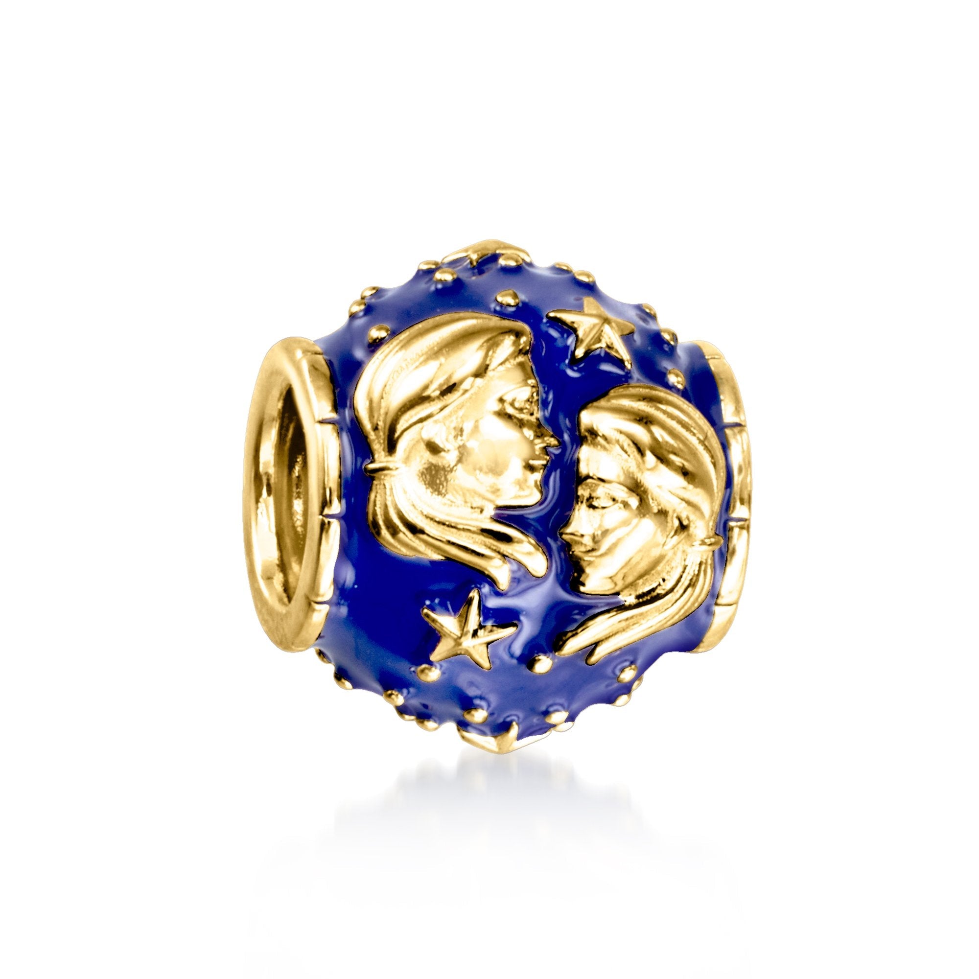 Ross-Simons Blue Enamel Zodiac Bead Charm in 18kt Gold Over Sterling