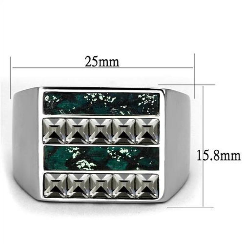 High polished (no plating) Stainless Steel Ring with Leather in Assorted
