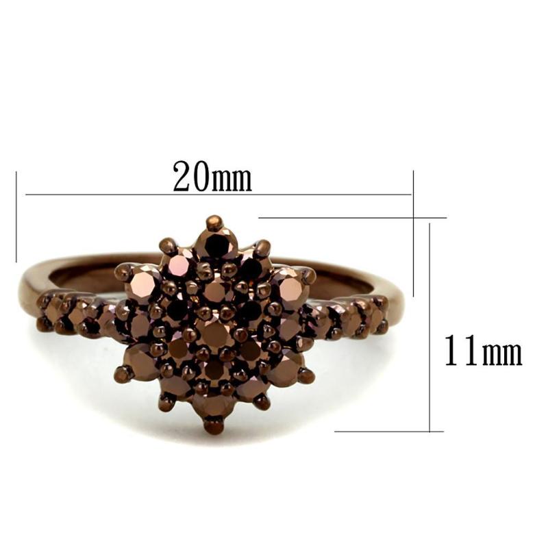 IP Coffee light Brass Ring with AAA Grade CZ in Light Coffee