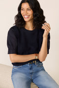 Women's Violet Puff Sleeve TwoFer Top