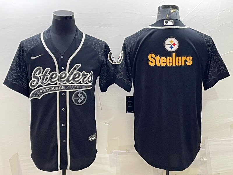 Men's Pittsburgh Steelers Black Retired Player RFLCTV Limited jersey
