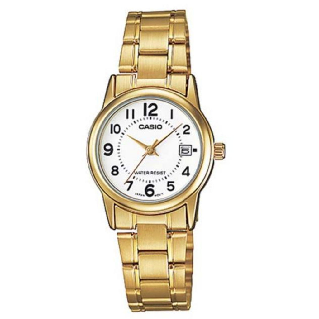 Casio Women’s Gold-Tone Stainless Steel Analog Watch White Dial - LTP-V002G-7B