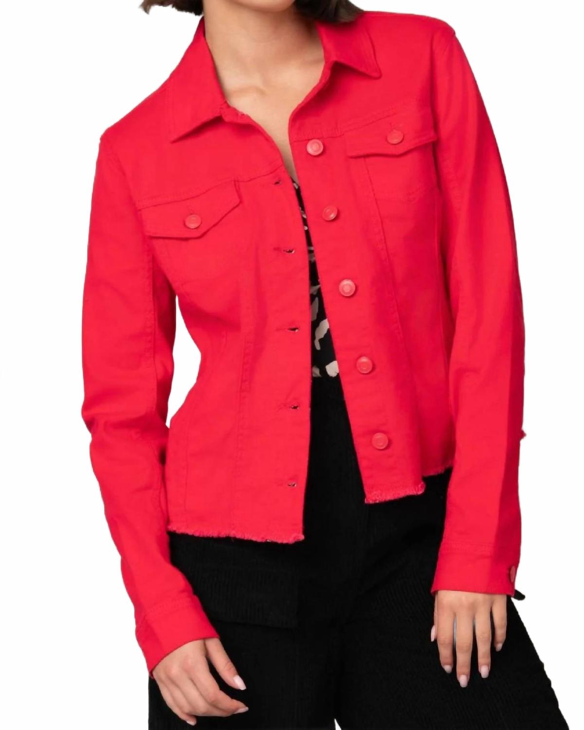 Frayed Jean Jacket In Strawberry