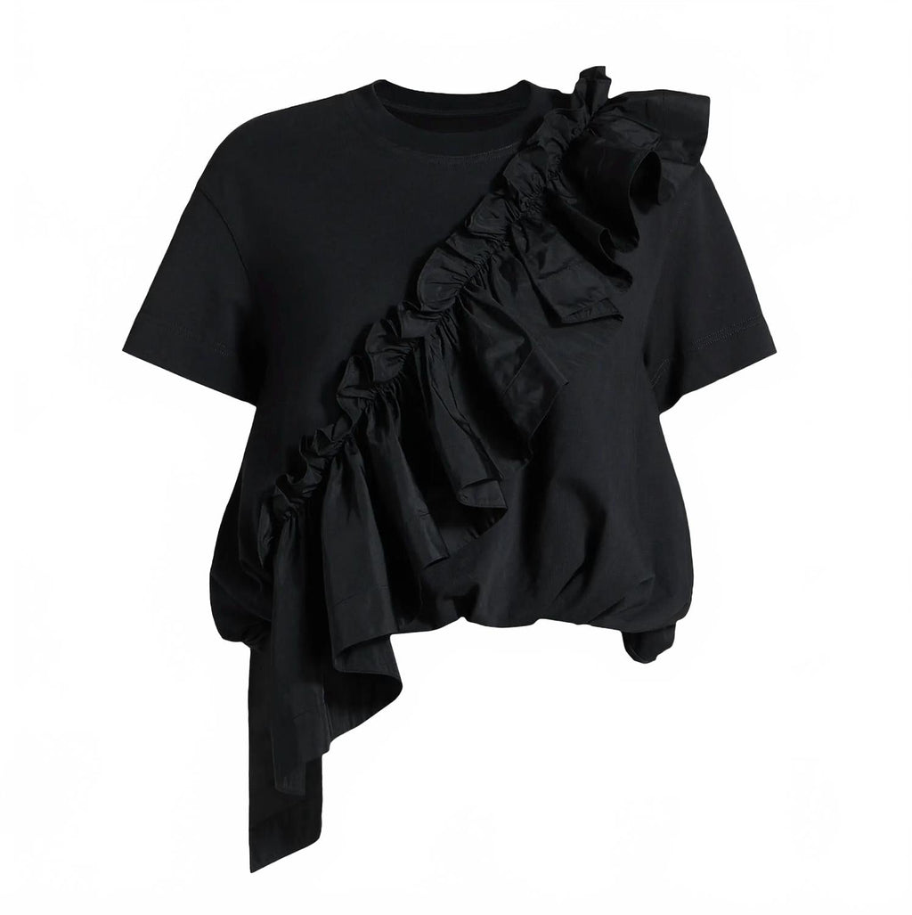 Lottie Ruffled Top In Black