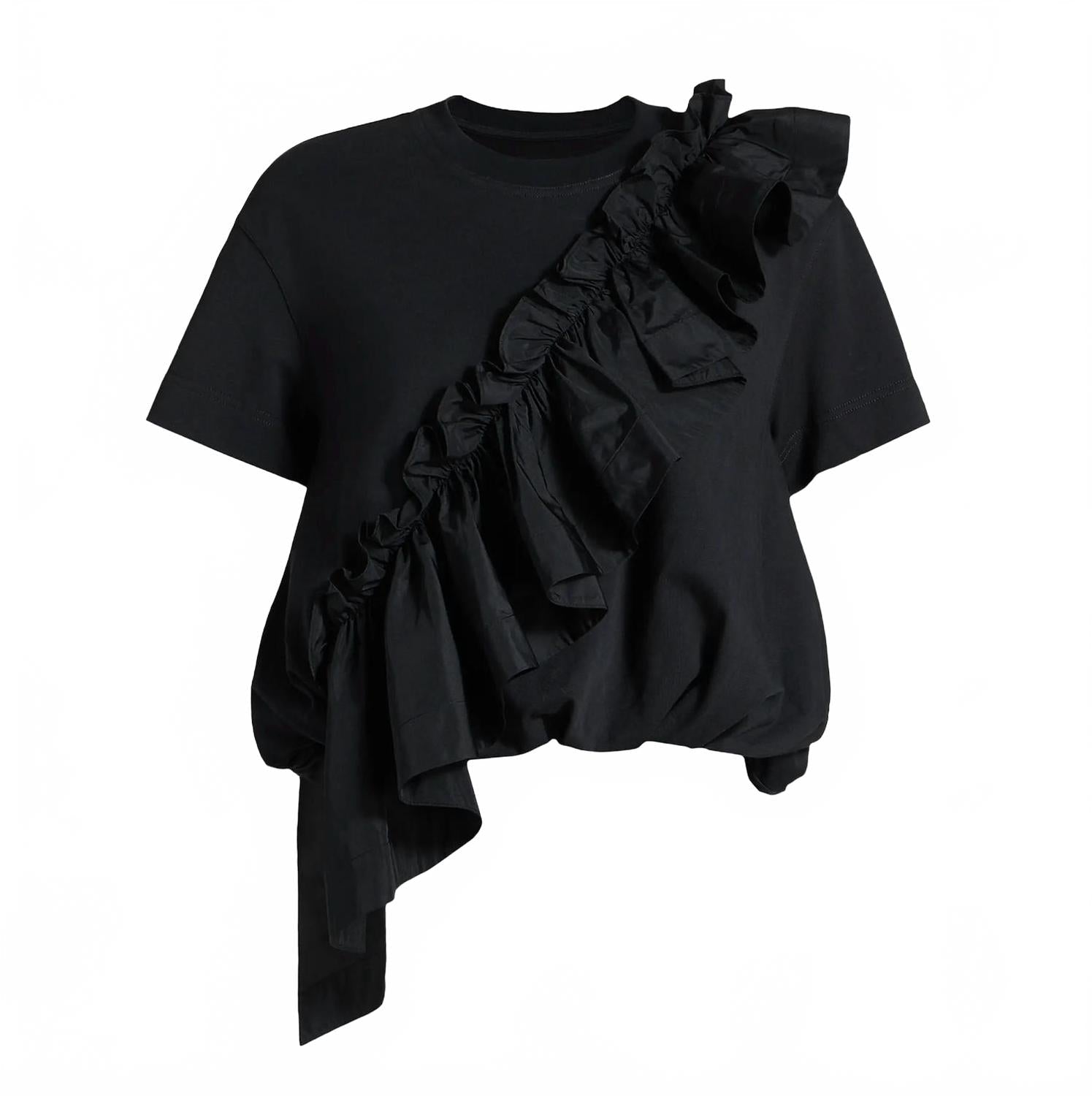 Lottie Ruffled Top In Black