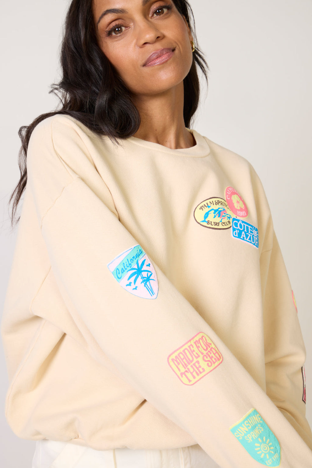 Women's Destination Patches Oversized Crew Top