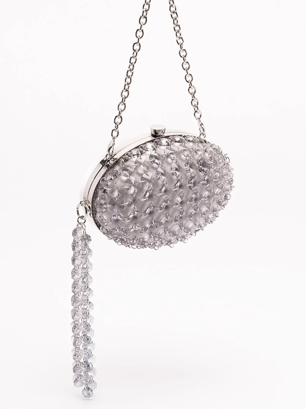 Self-Portrait Women Oval Crystal Chain Clutch Bag