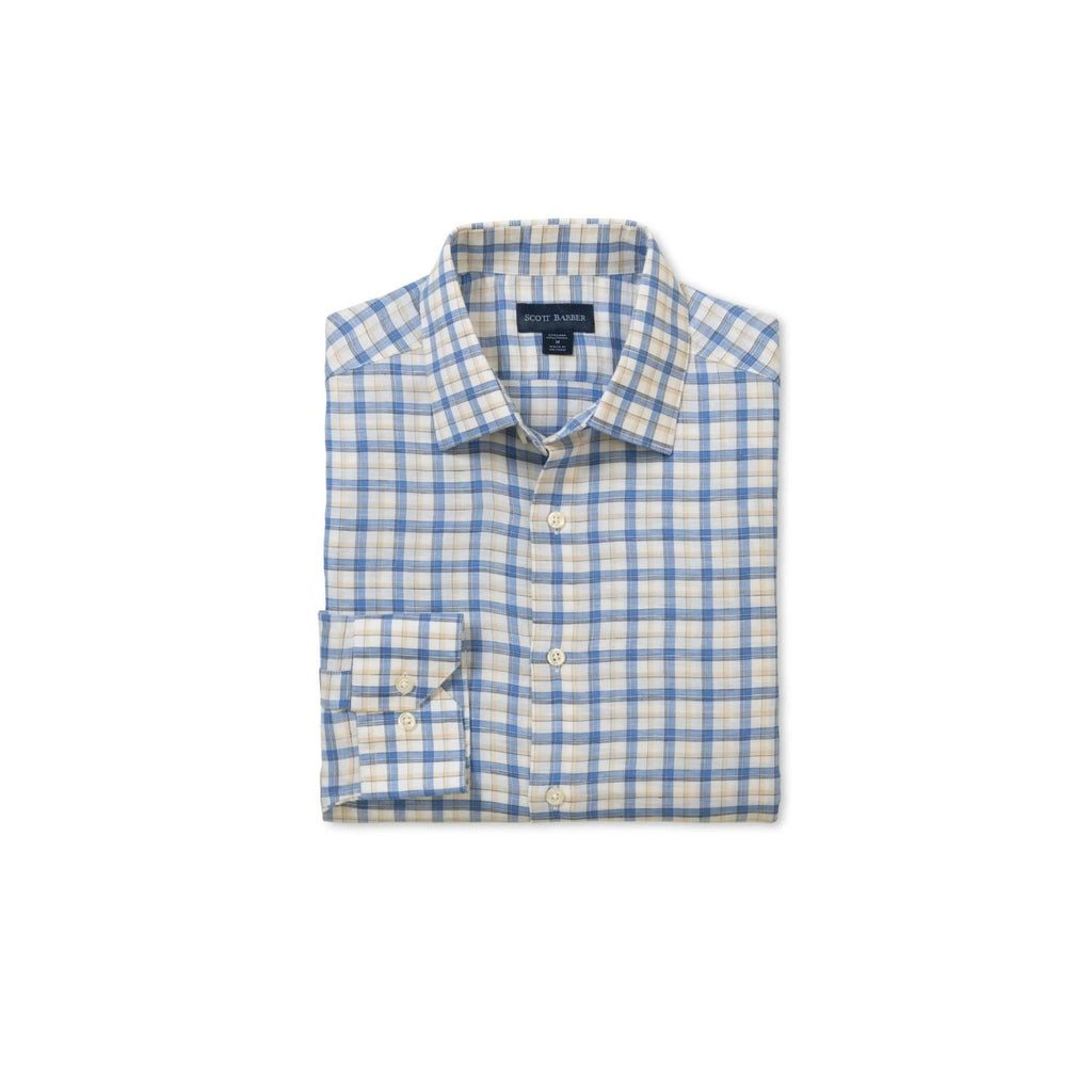 Men's Coastal Linen Plaid Shirt In Blue