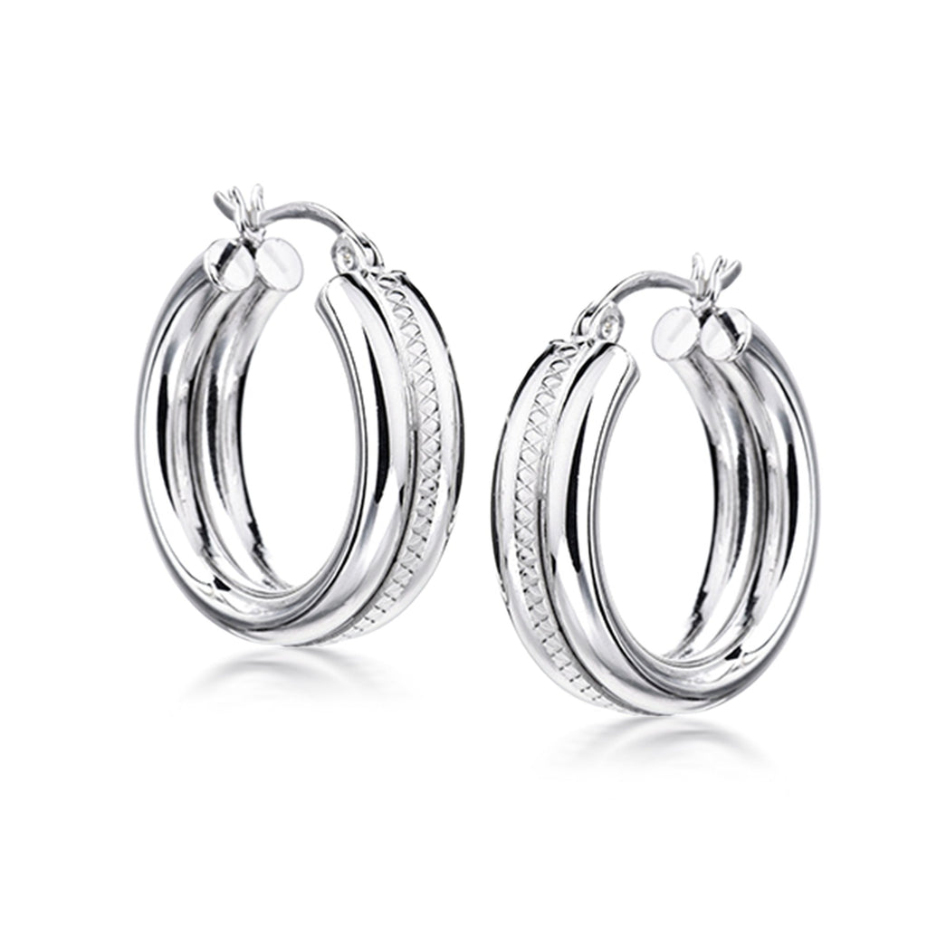 Ross-Simons Sterling Silver Striped Hoop Earrings