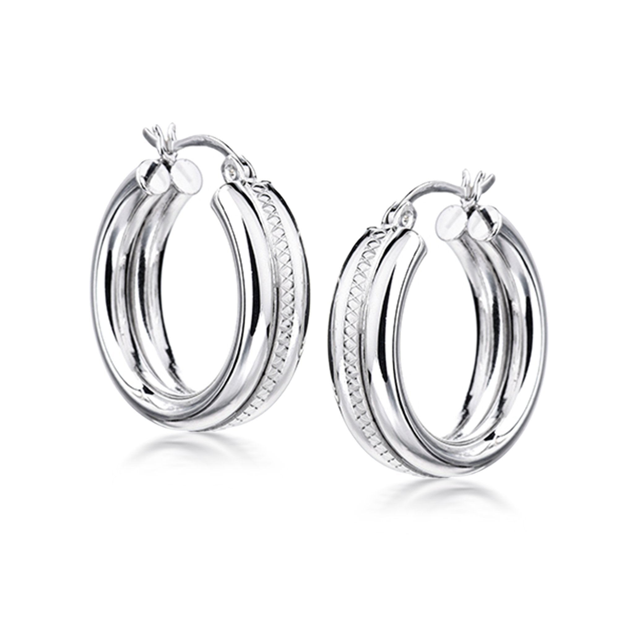 Ross-Simons Sterling Silver Striped Hoop Earrings