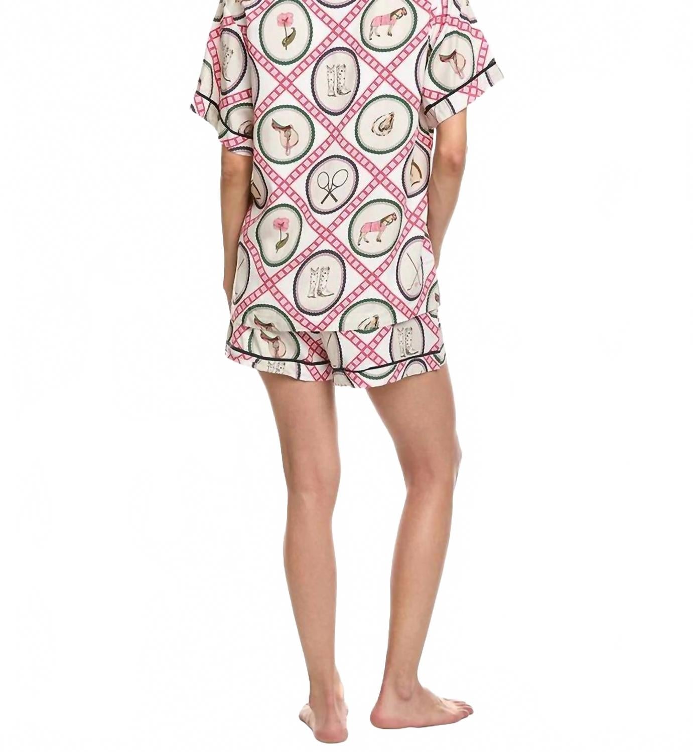 Saddles & Swings Country Club Pajama Short Set In Pink