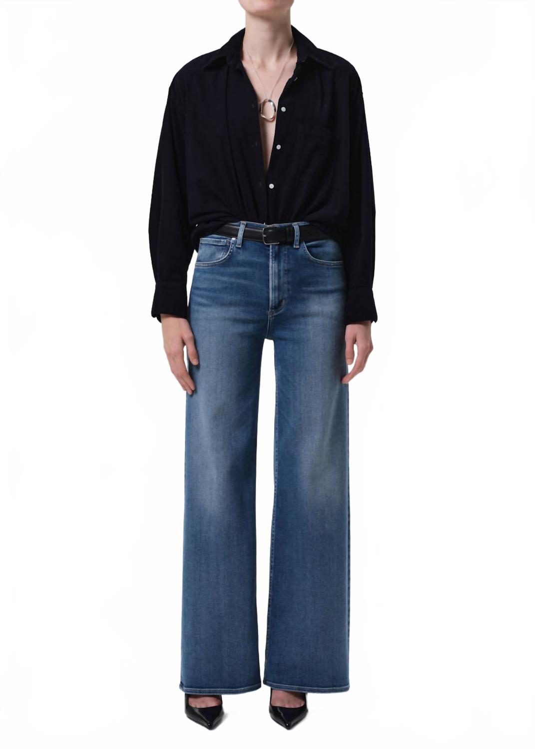 Lyra Long Wide Leg Jeans In Cooper