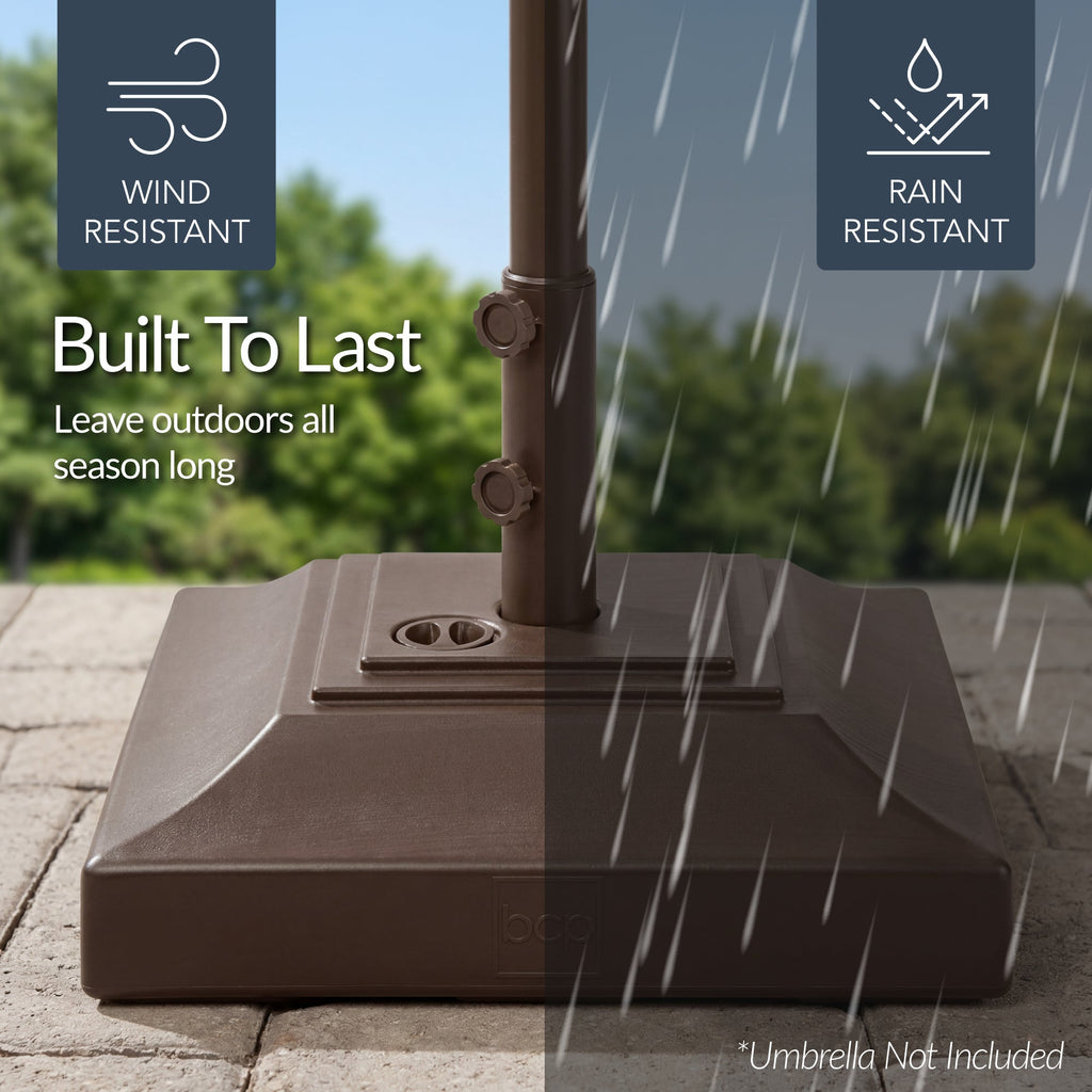 Best Choice Products Fillable Plastic Patio Umbrella Base Stand, Pole Holder w/ Adjustment Knob, Pyramid Design - Brown