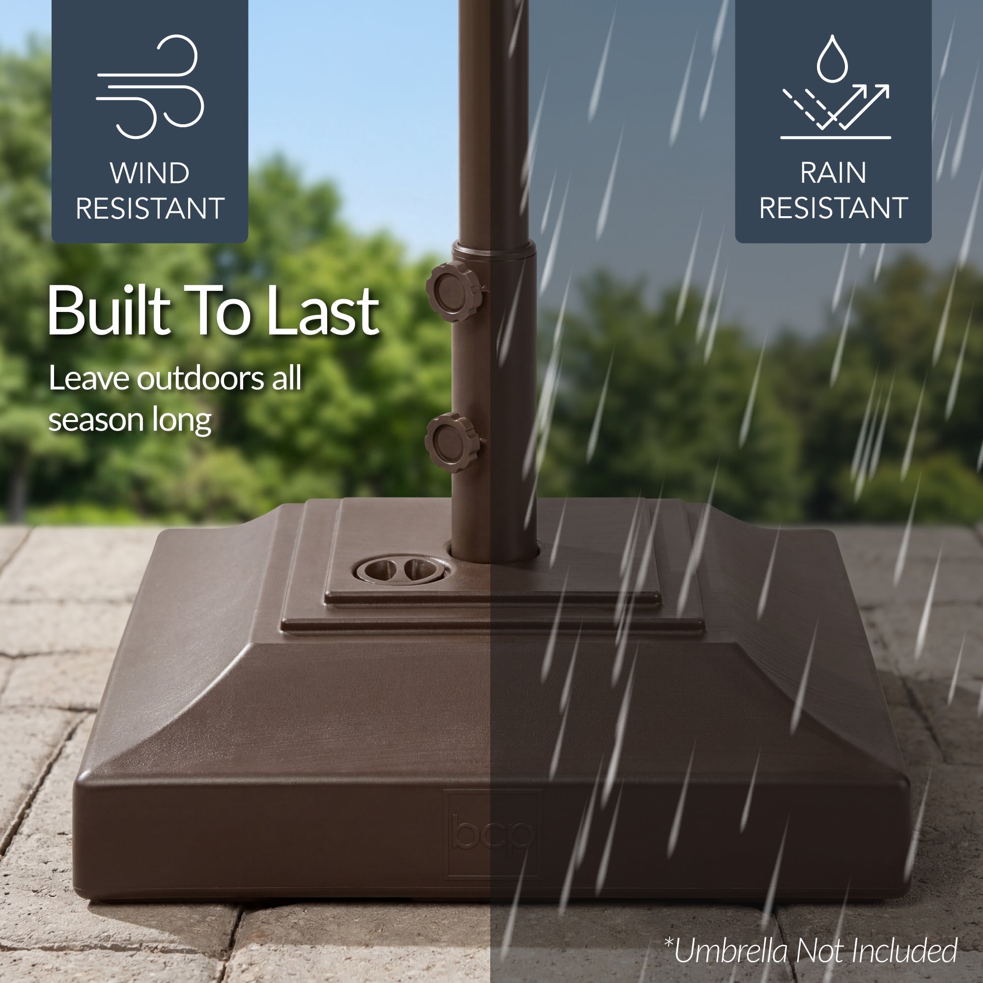 Best Choice Products Fillable Plastic Patio Umbrella Base Stand, Pole Holder w/ Adjustment Knob, Pyramid Design - Brown