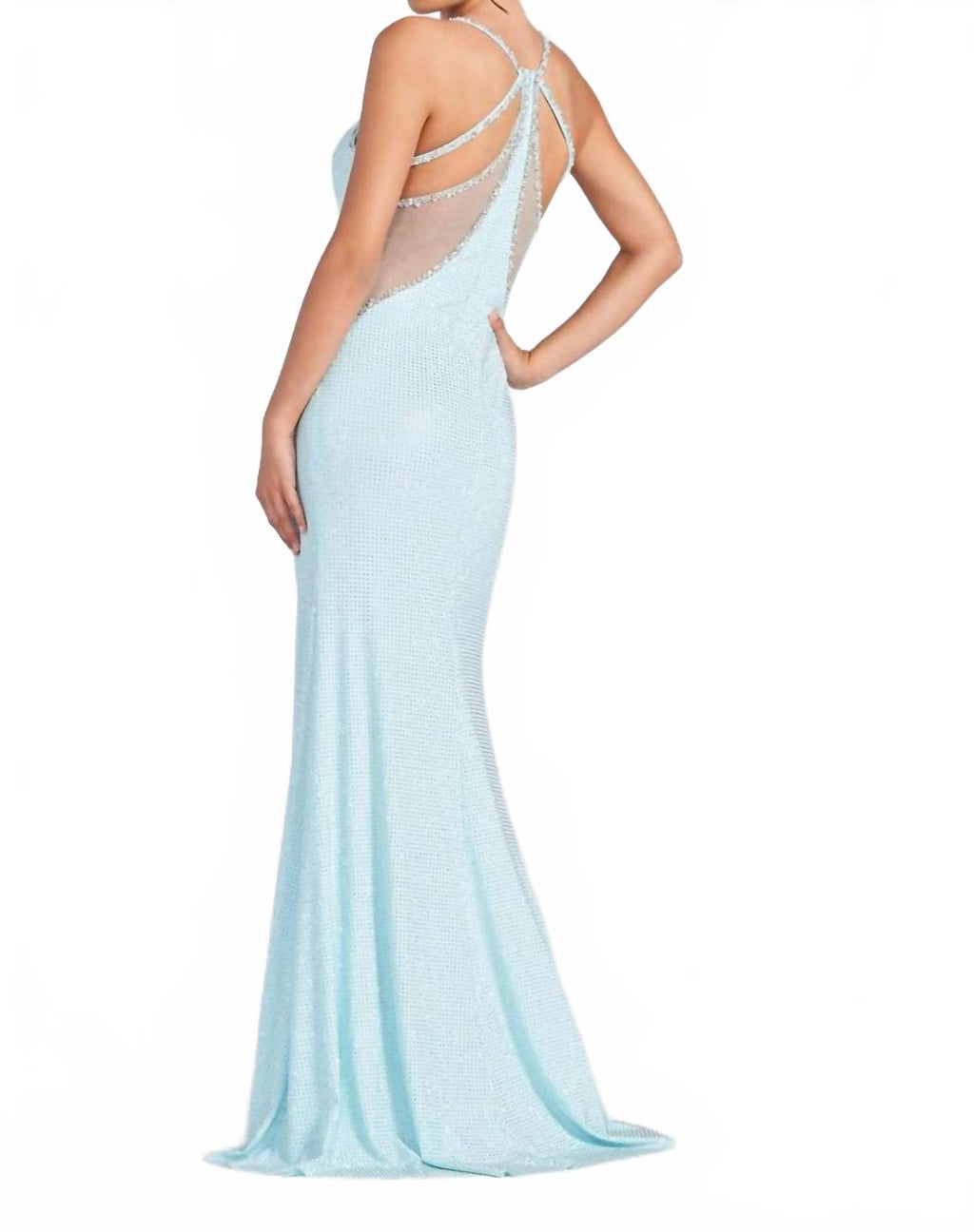 V-Neck Alluring Gown In Sky Blue