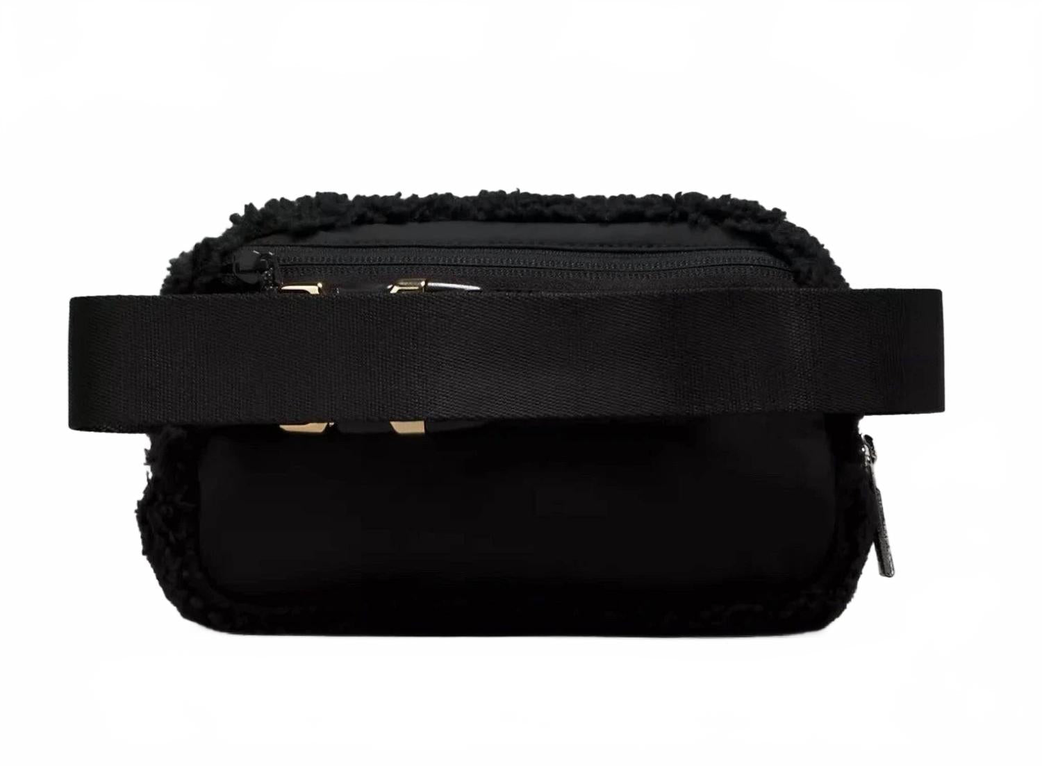 Unisex Everywhere Fleece Belt Bag In Black/ Gold