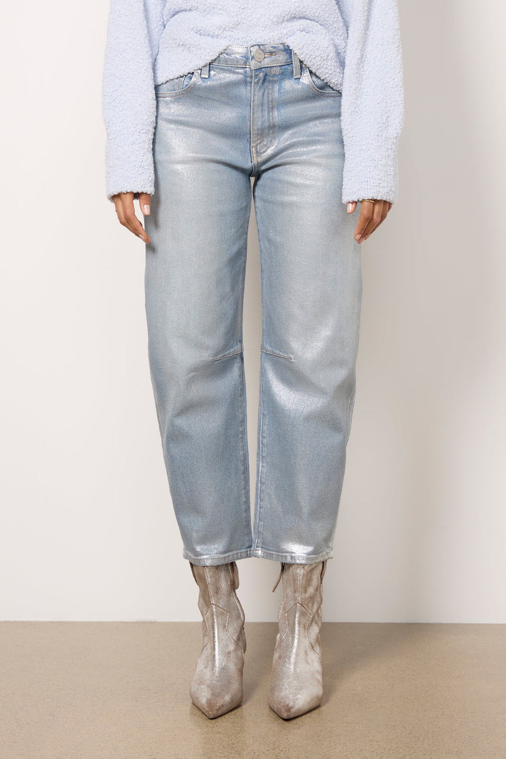 Women's Metallic Ashley Barrel Jeans
