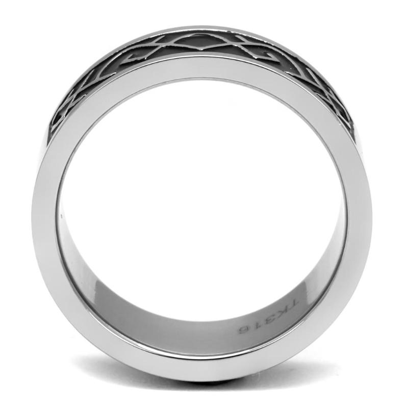 High polished (no plating) Stainless Steel Ring with Epoxy in Jet