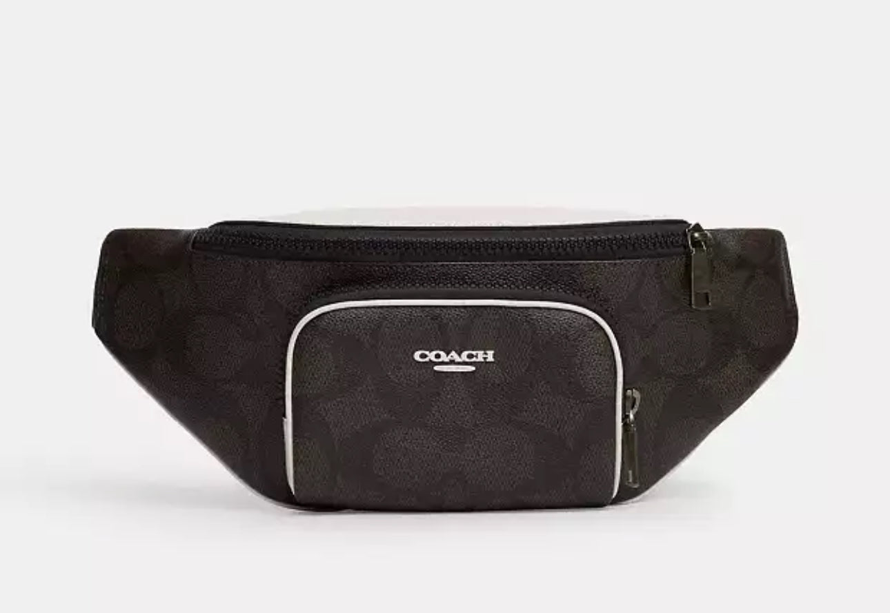 NWT Coach Men’s Racer Belt Bag In Signature Canvas & Leather
