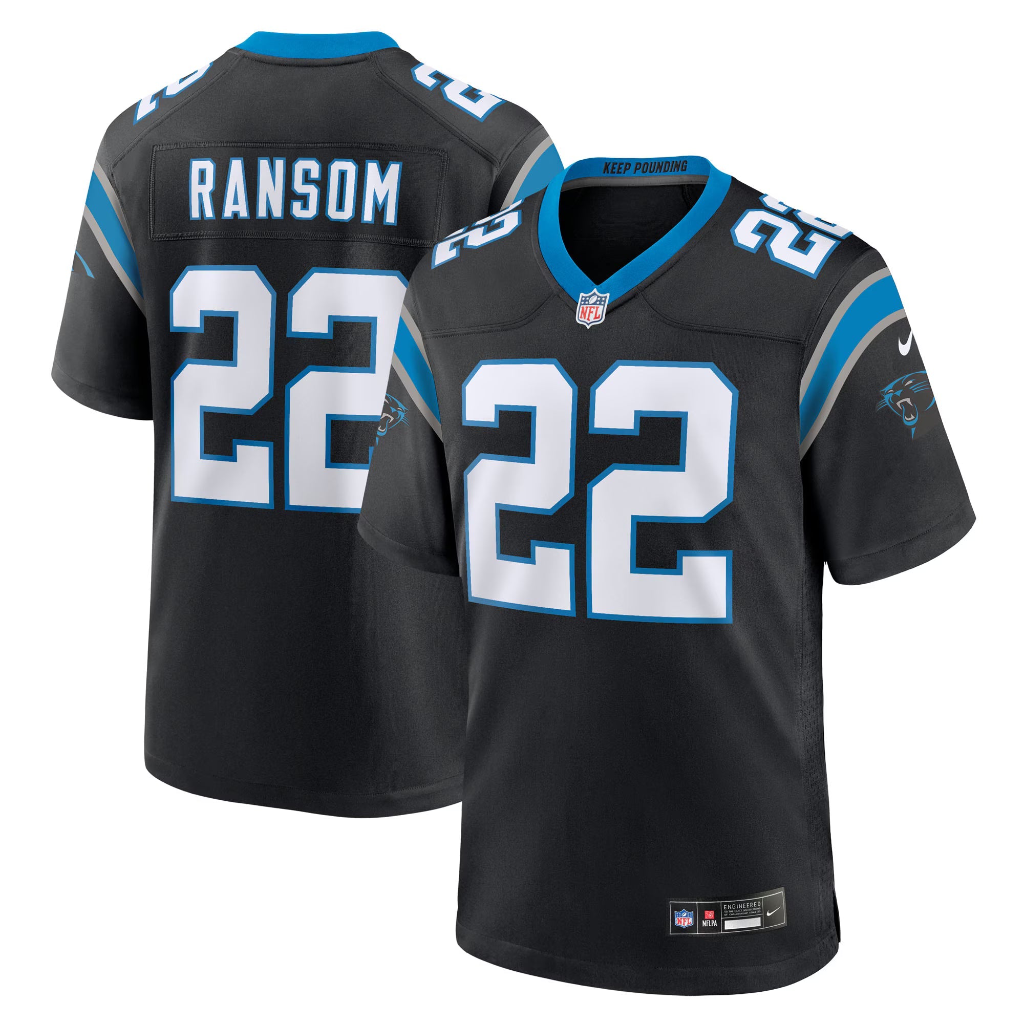 Carolina Panthers Lathan Ransom Black Team Game Jersey