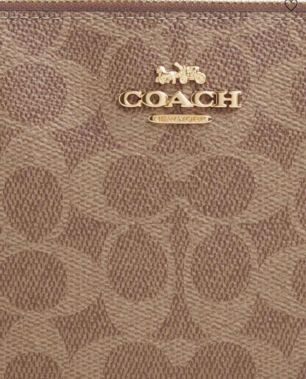 NWT Coach Large Corner zip Wristlet Wallet In Signature Canvas & Leather