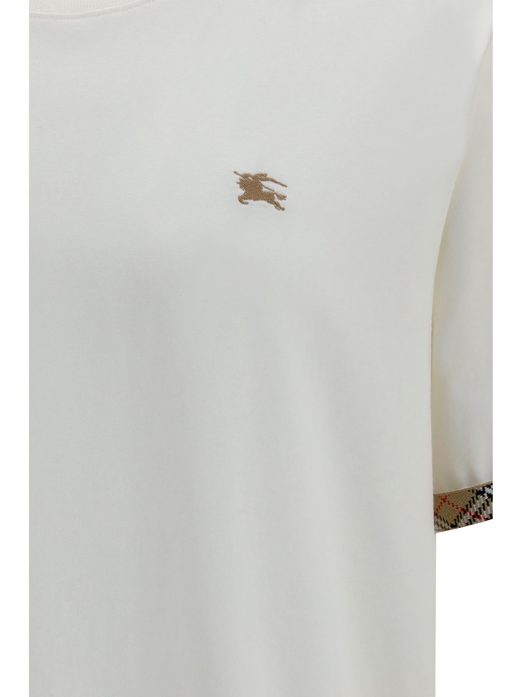 Burberry Men Cotton T-Shirt With Check Trims