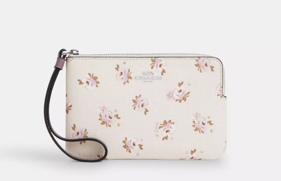 NWT Coach Corner Zip Wristlet With Floral Print
