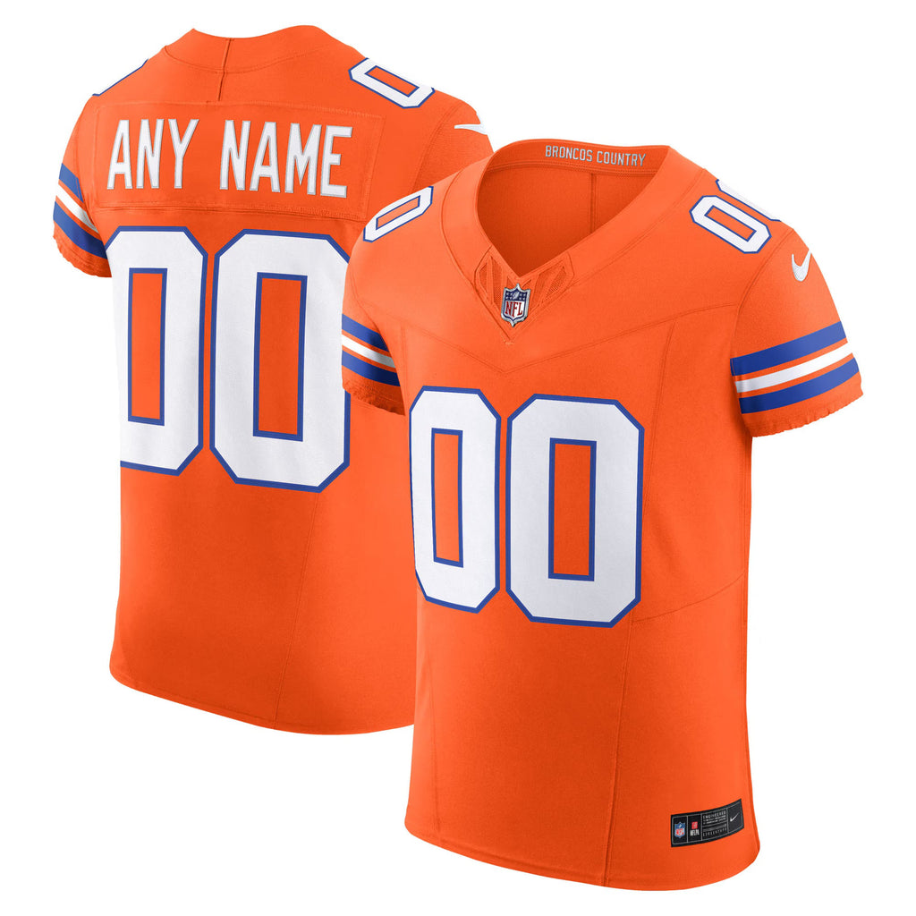 Denver Broncos Orange Alternate 2 Mile High Collection 1977 Throwback Vapor F.U.S.E. Elite Custom Jersey