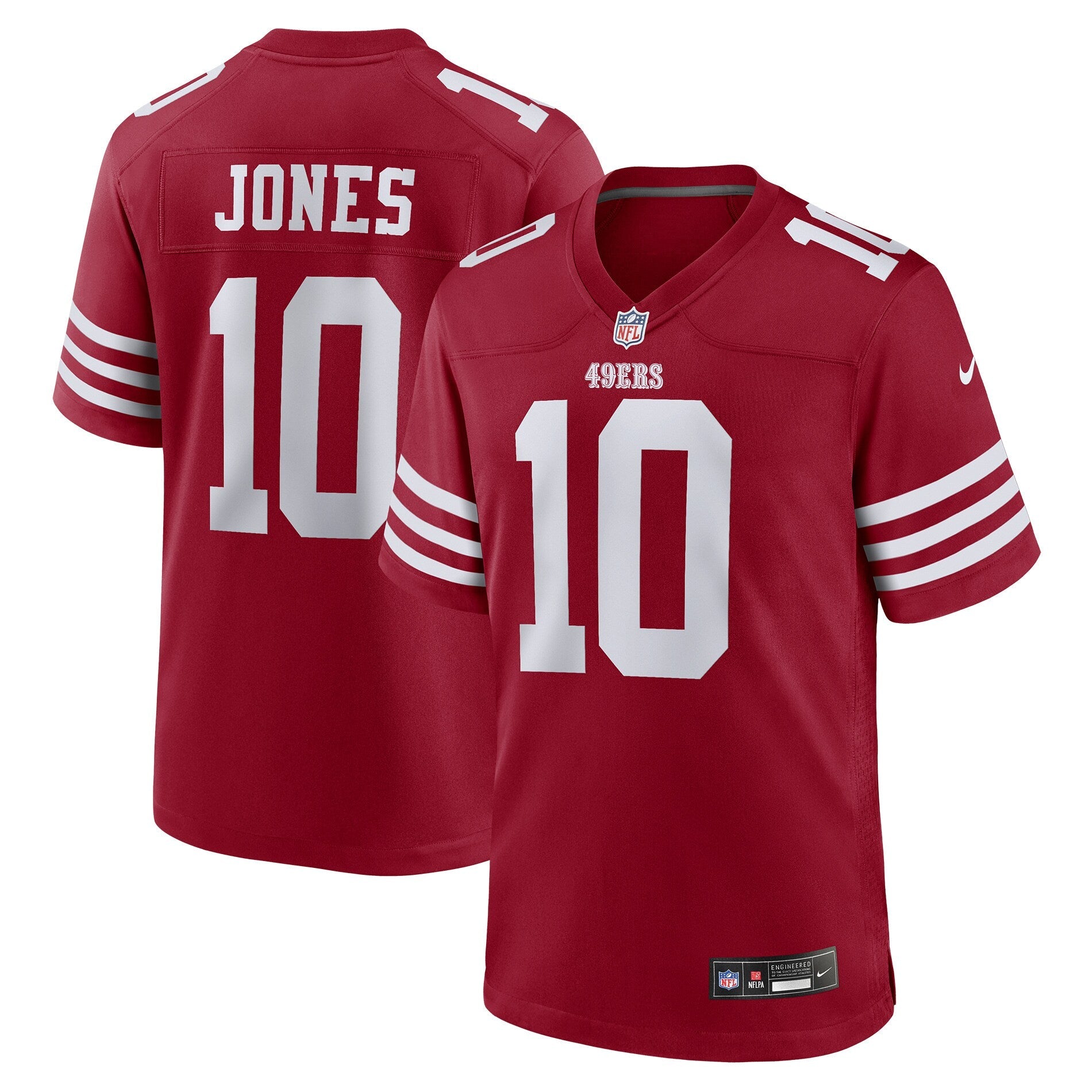San Francisco 49ers Mac Jones Scarlet Team Game Jersey
