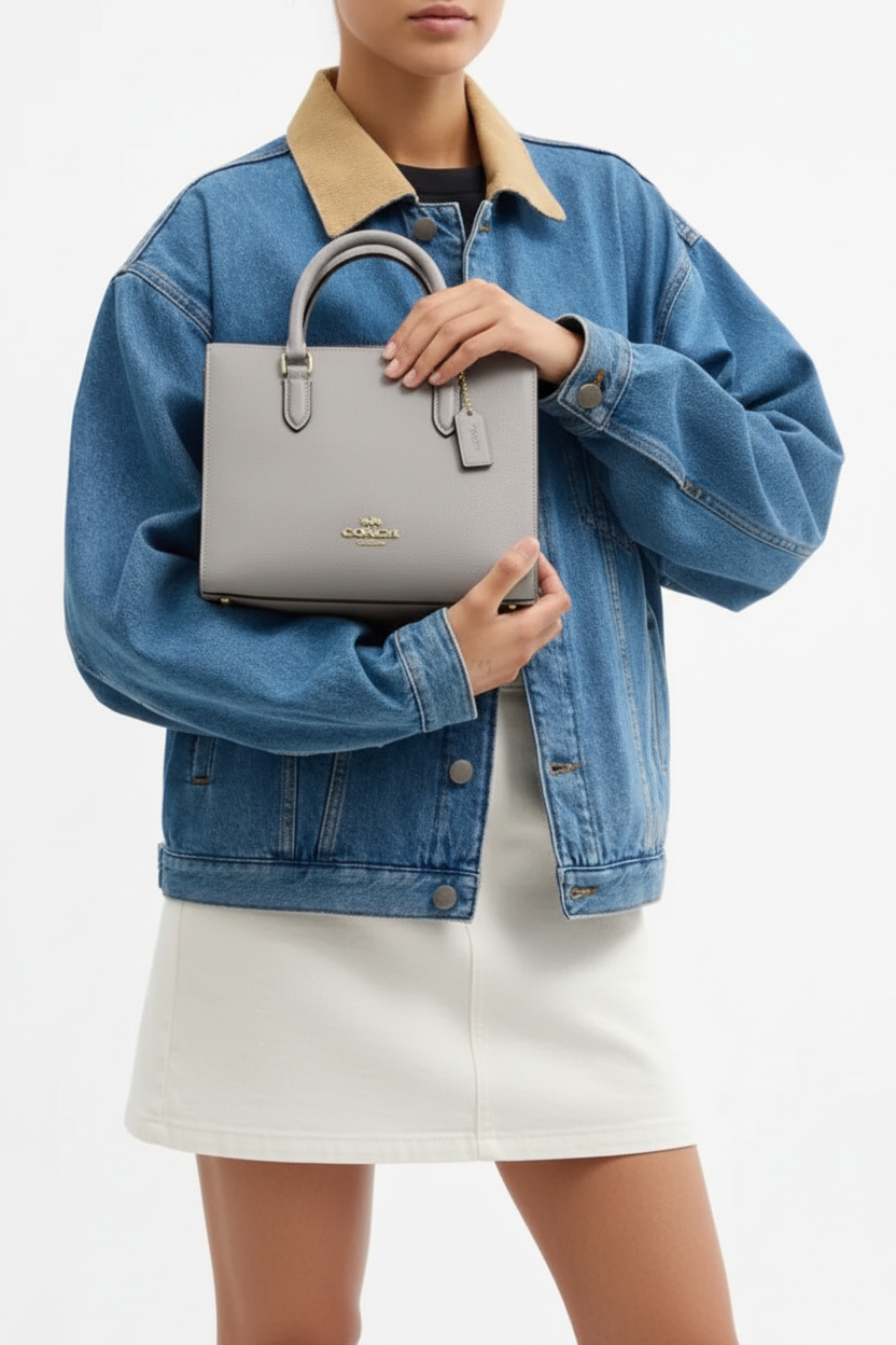 NWT Coach Maggie Small Tote Convertible Leather Bag In Dove Grey
