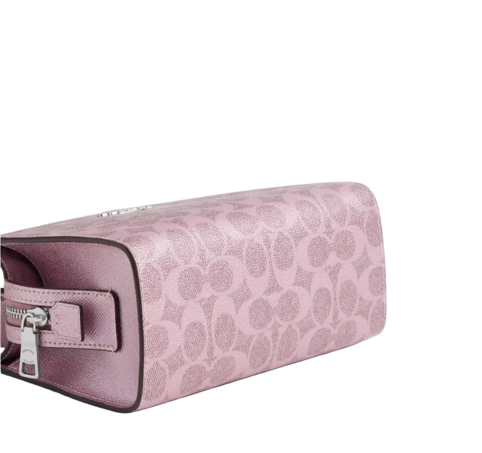 NWT Coach Gia Crossbody Bag In Signature Canvas In Metallic Pink