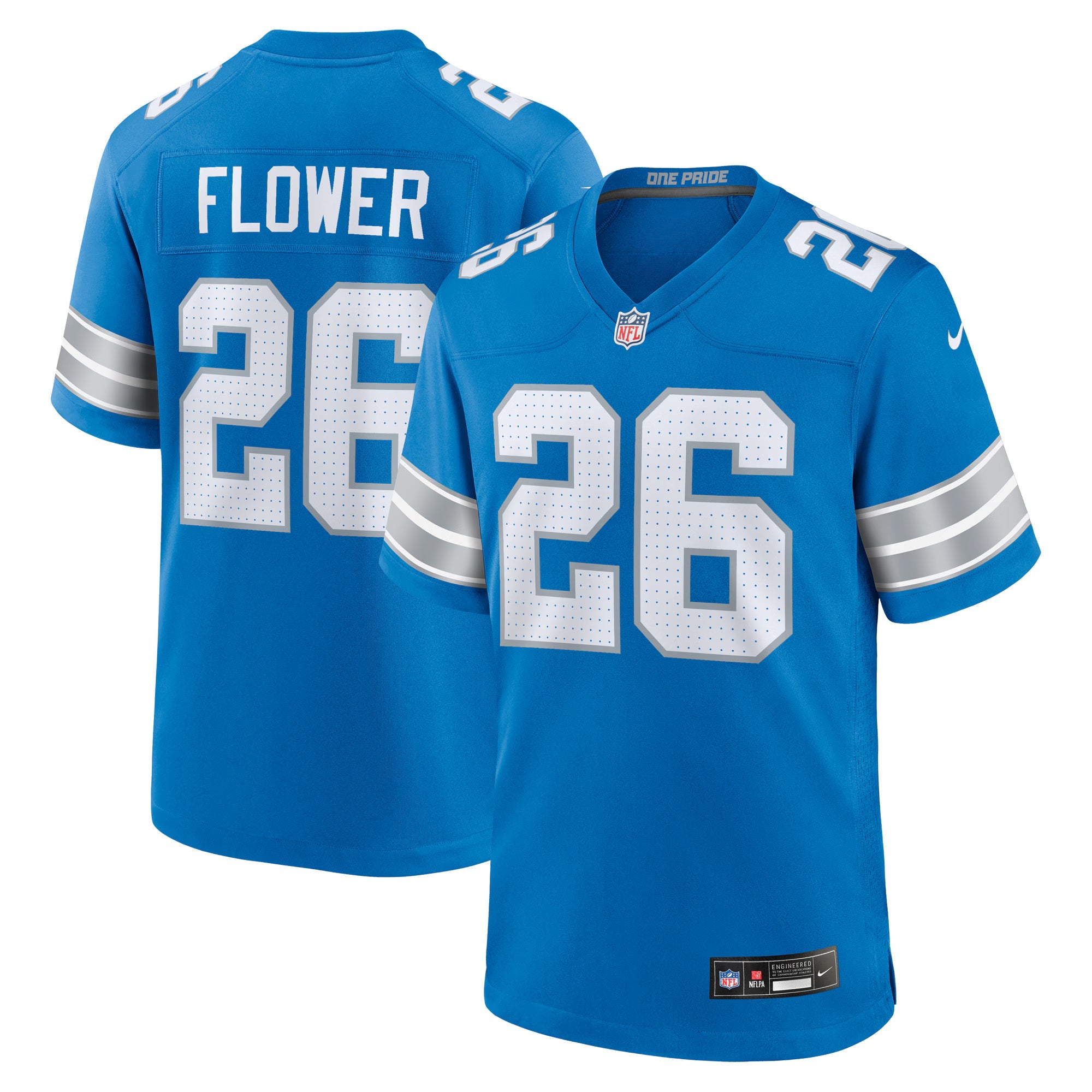 Detroit Lions Tre Flowers Blue Team Game Jersey