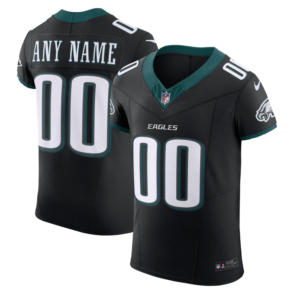 Philadelphia Eagles Black Alternate Vapor F.U.S.E. Elite Custom Jersey