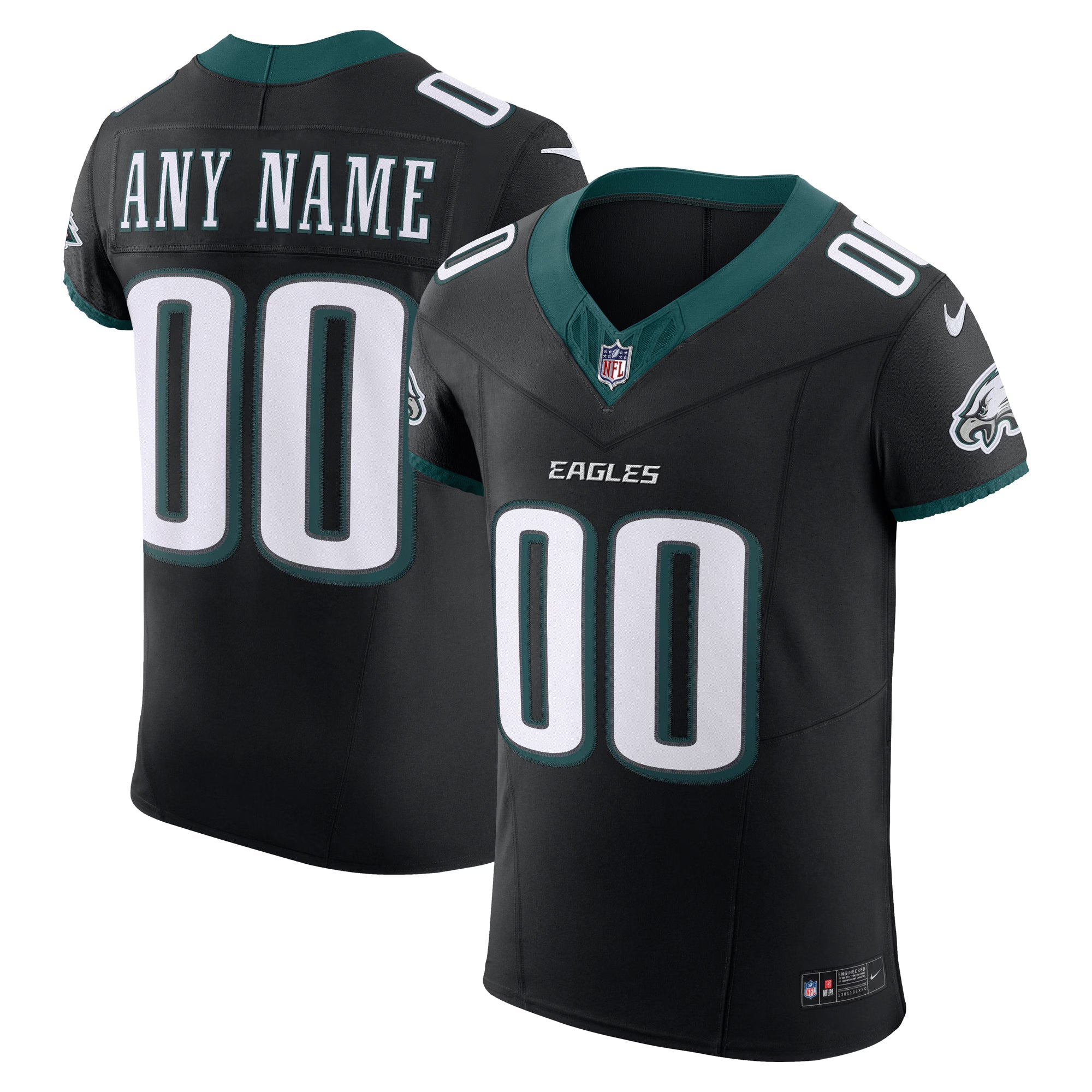 Philadelphia Eagles Black Alternate Vapor F.U.S.E. Elite Custom Jersey