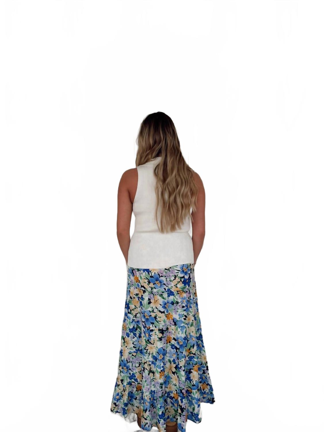 Lotus Maxi Skirt In Printed Vista Blue