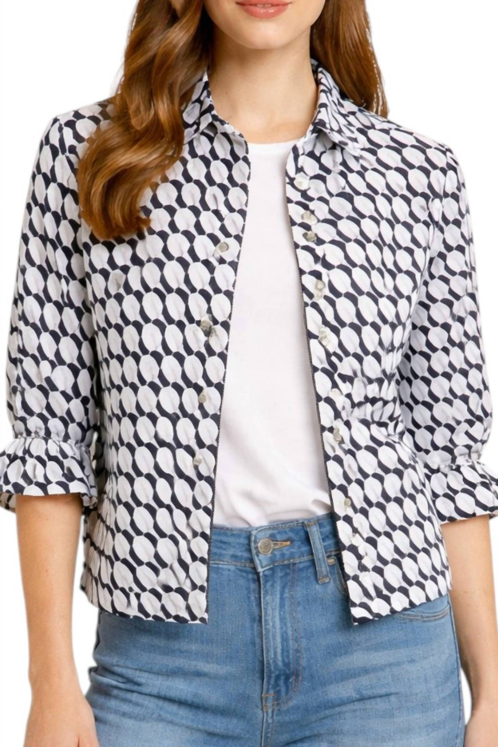 Wave Print Jacket In Navy