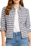 Wave Print Jacket In Navy