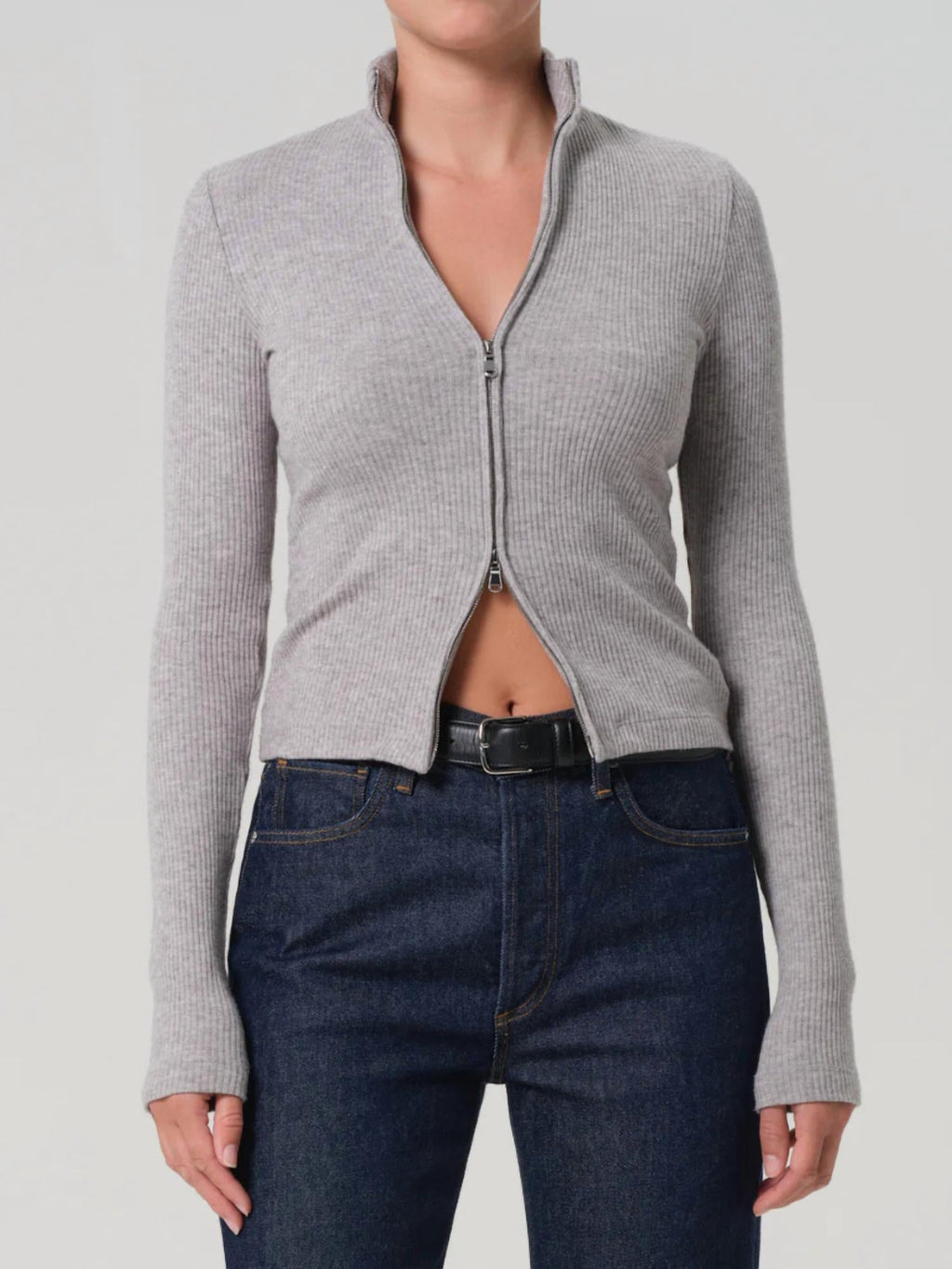 Women's Zip Cardigan In Heather Grey