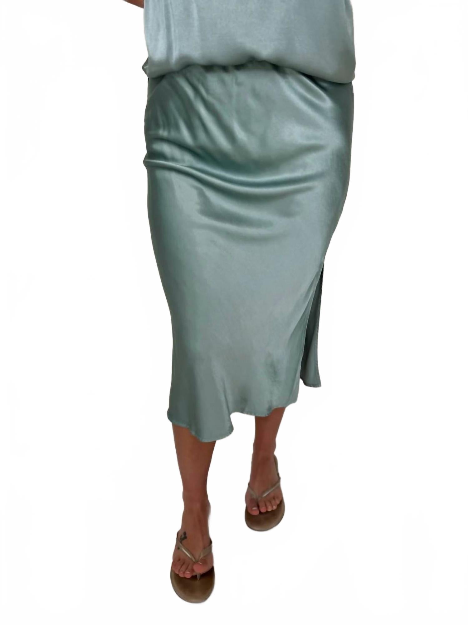 Doris Silky Slip Skirt In Desert Sage