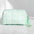 Solid Quilted Cosmetic Pouch Bag
