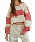 Sidelines Knit Pullover In Red Ivory