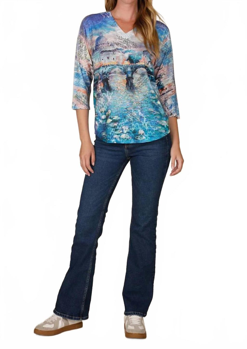 V Neck Knit Top In Royal,black,white