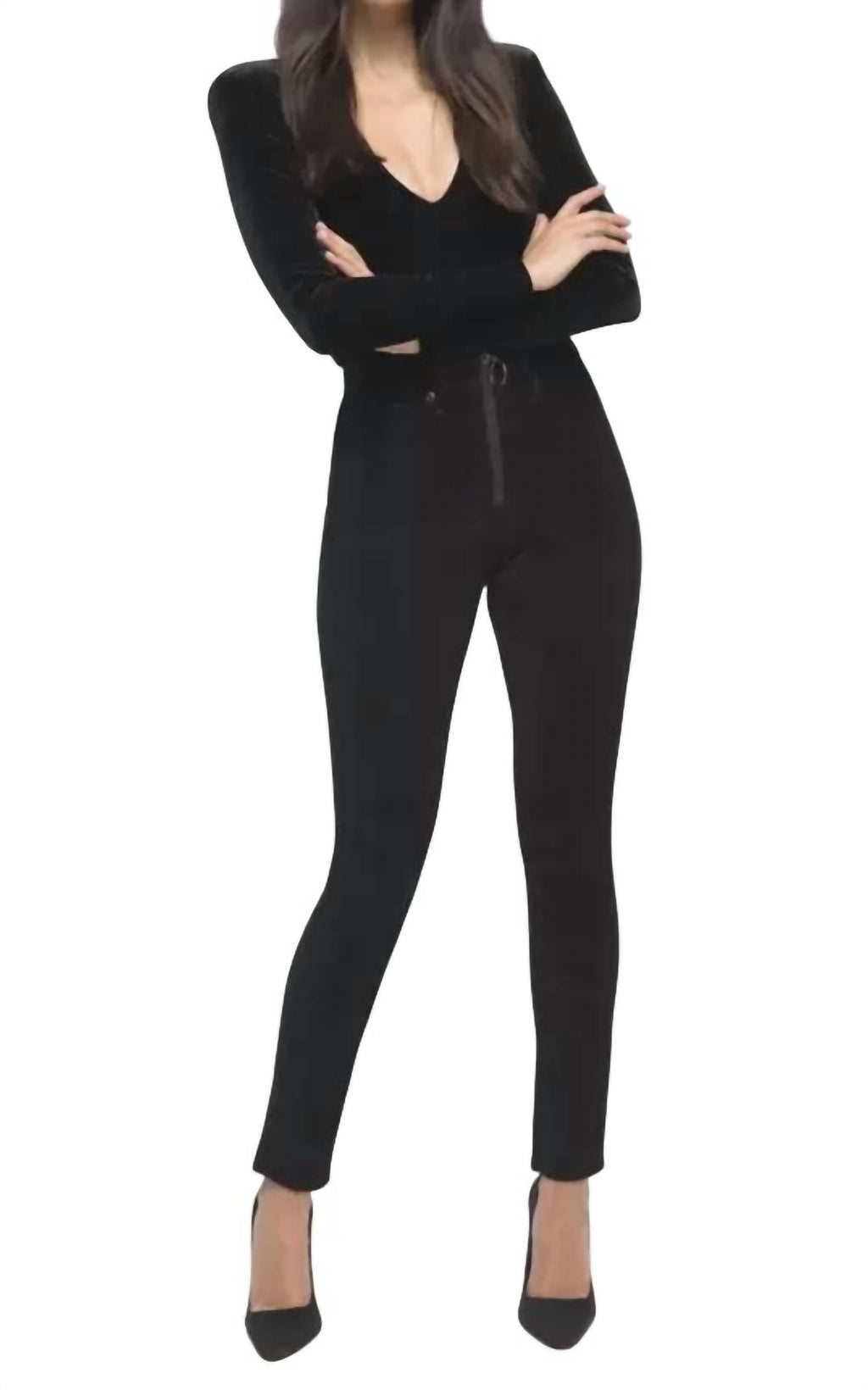Legs Velvet Pants In Black