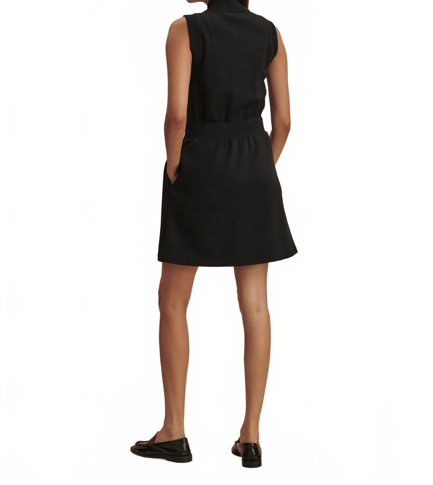 Polyanna Half Zip Dress In Black