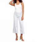 Cropped Flare Twill Pants In Striped