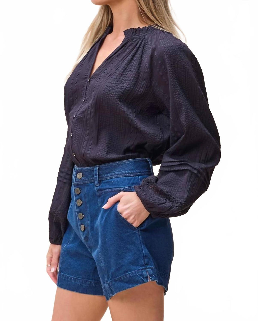 Alicia Long Sleeve Blouse In Black