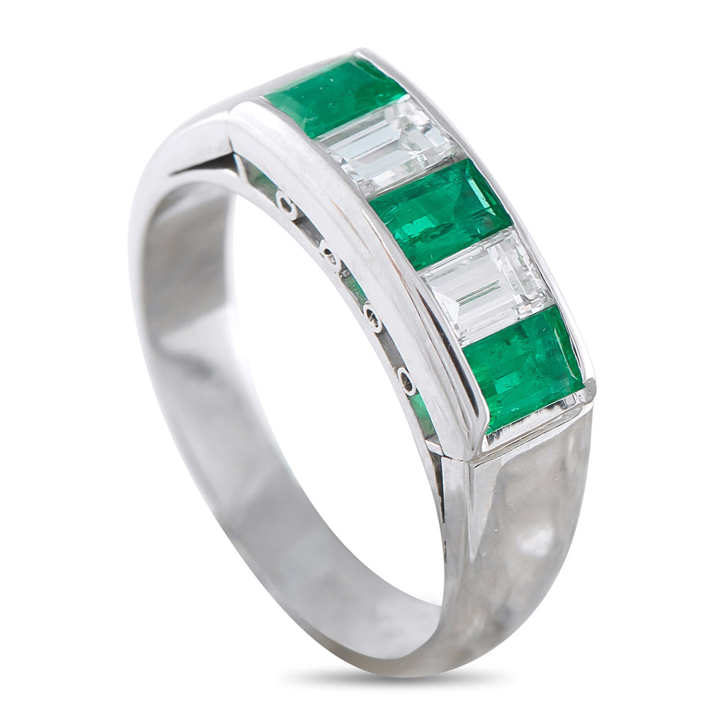 LB Exclusive Platinum 0.45ct Diamond and Emerald Ring MF02-041026